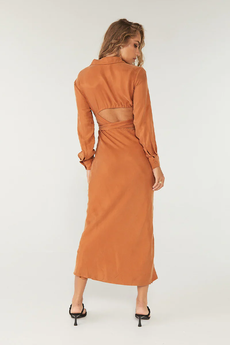 SOVERE / STUDIO - Encore Wrap & Tie Midi Dress (Copper) FINAL SALE - Image 2