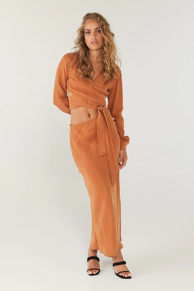 SOVERE / STUDIO - Encore Wrap & Tie Midi Dress (Copper) FINAL SALE - Image 3