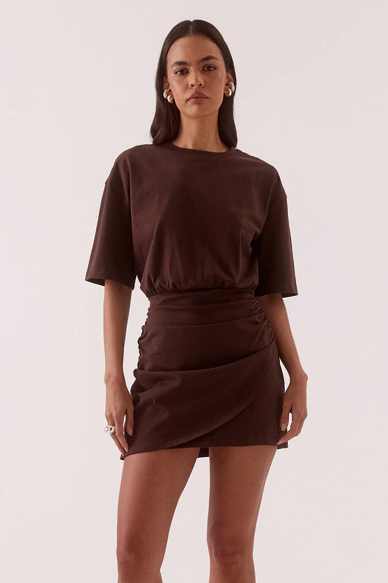 SOVERE STUDIO - IZEL TEE DRESS (BITTER CHOCOLATE)