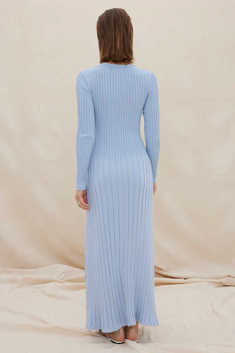 SOVERE / STUDIO - LACED LONG SLEEVE MIDI DRESS (DAWN BLUE) - Image 6