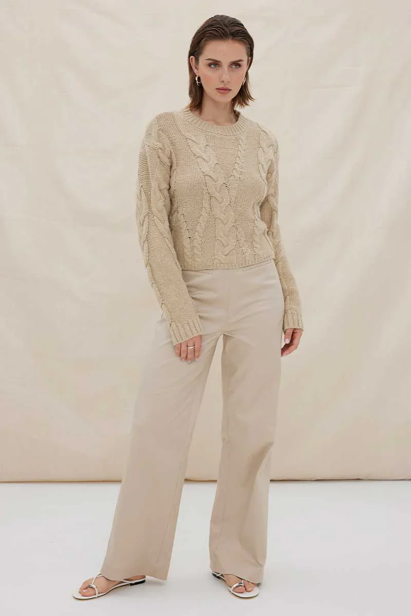 SOVERE / STUDIO - LINKED CABLE SWEATER (FAWN)