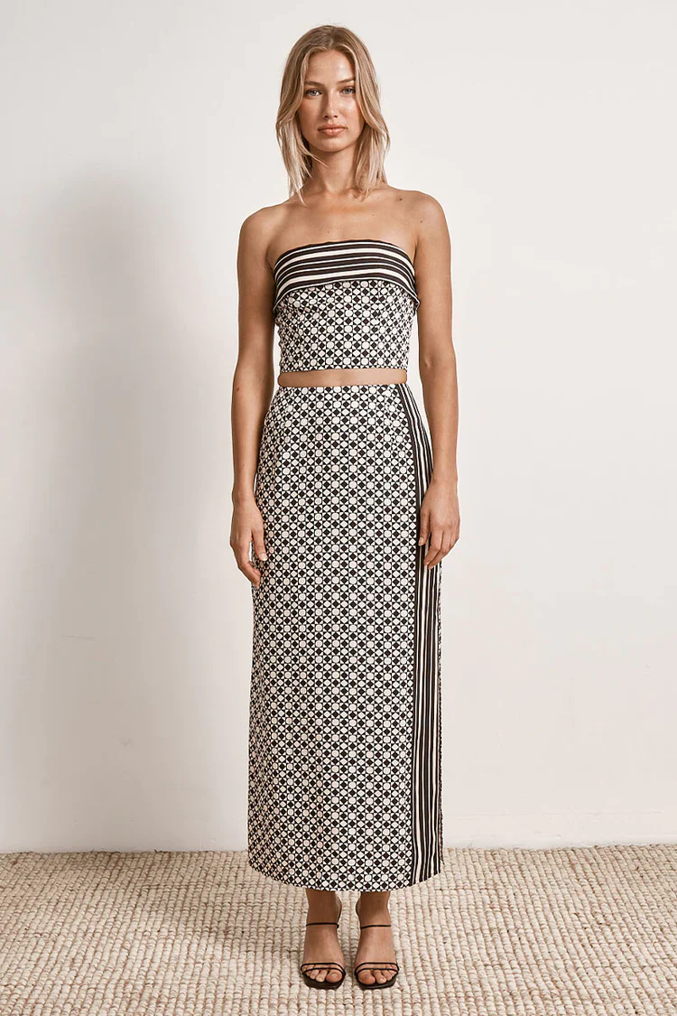 MØN RENN - MOONLIGHT STRAPLESS TOP (GEO PRINT)