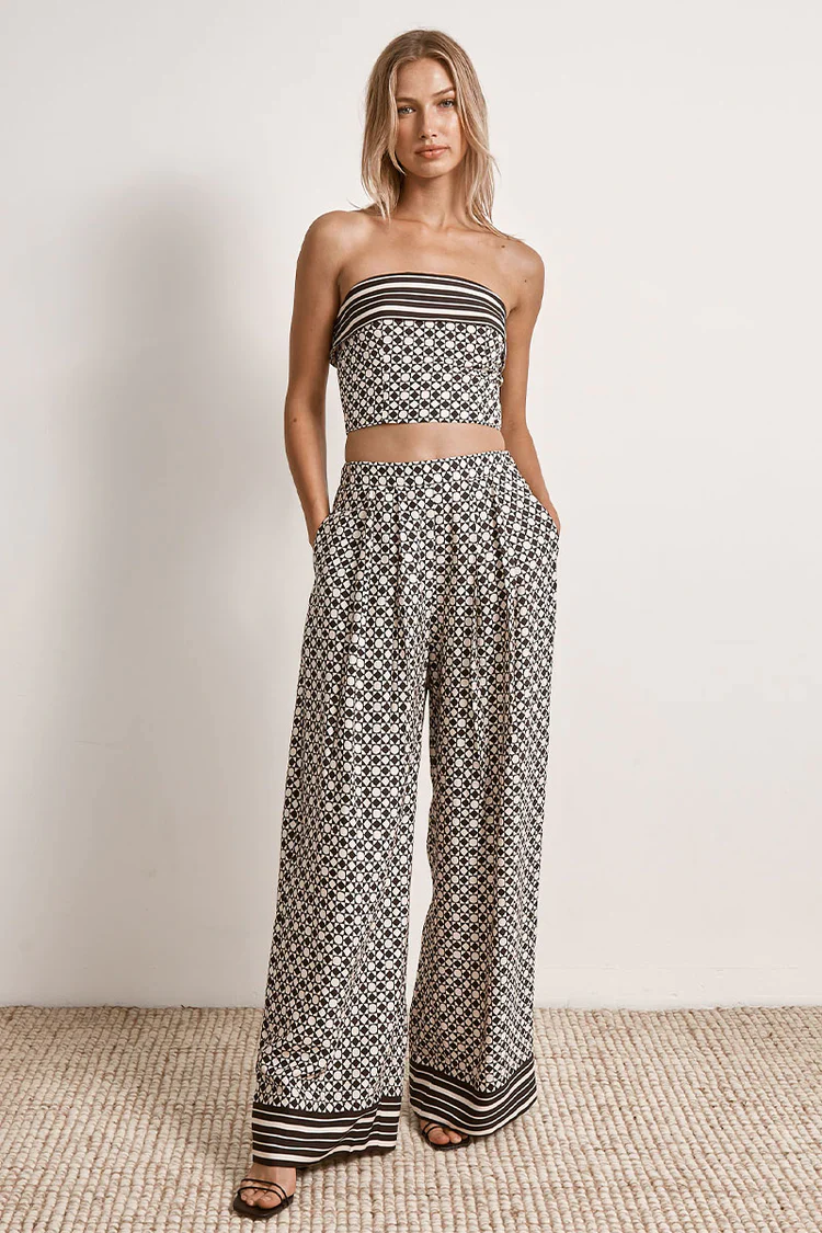 MØN RENN - MOONLIGHT STRAPLESS TOP (GEO PRINT) - Image 4