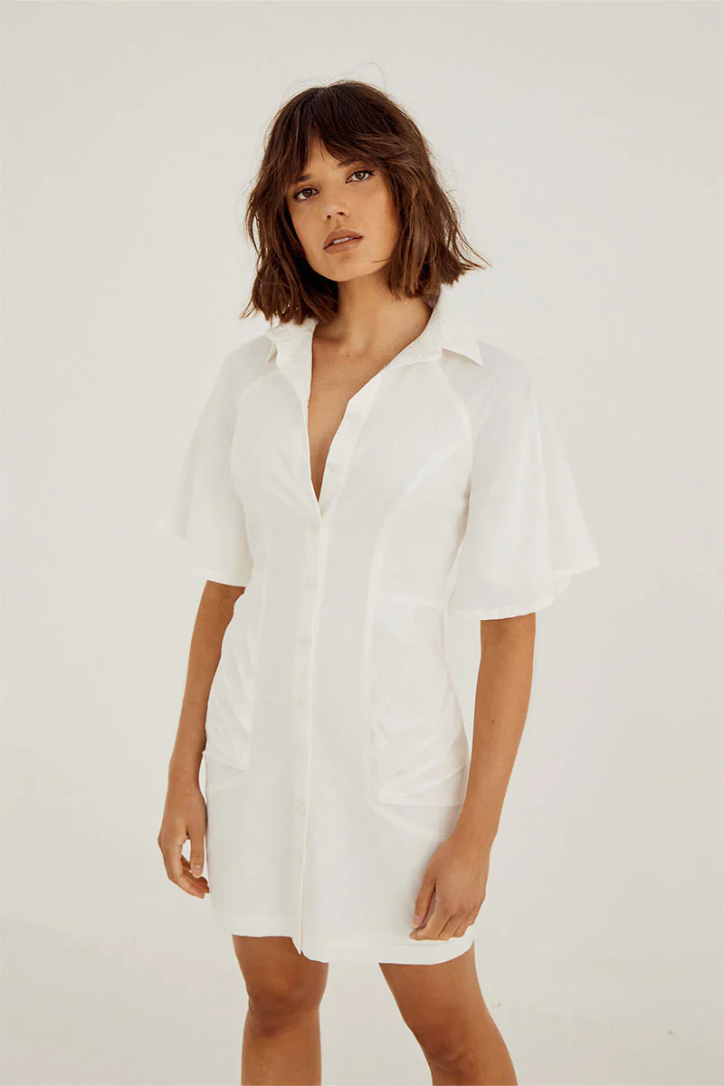 SOVERE / STUDIO - OUTLINE SHIRT DRESS (WHITE) - Image 3