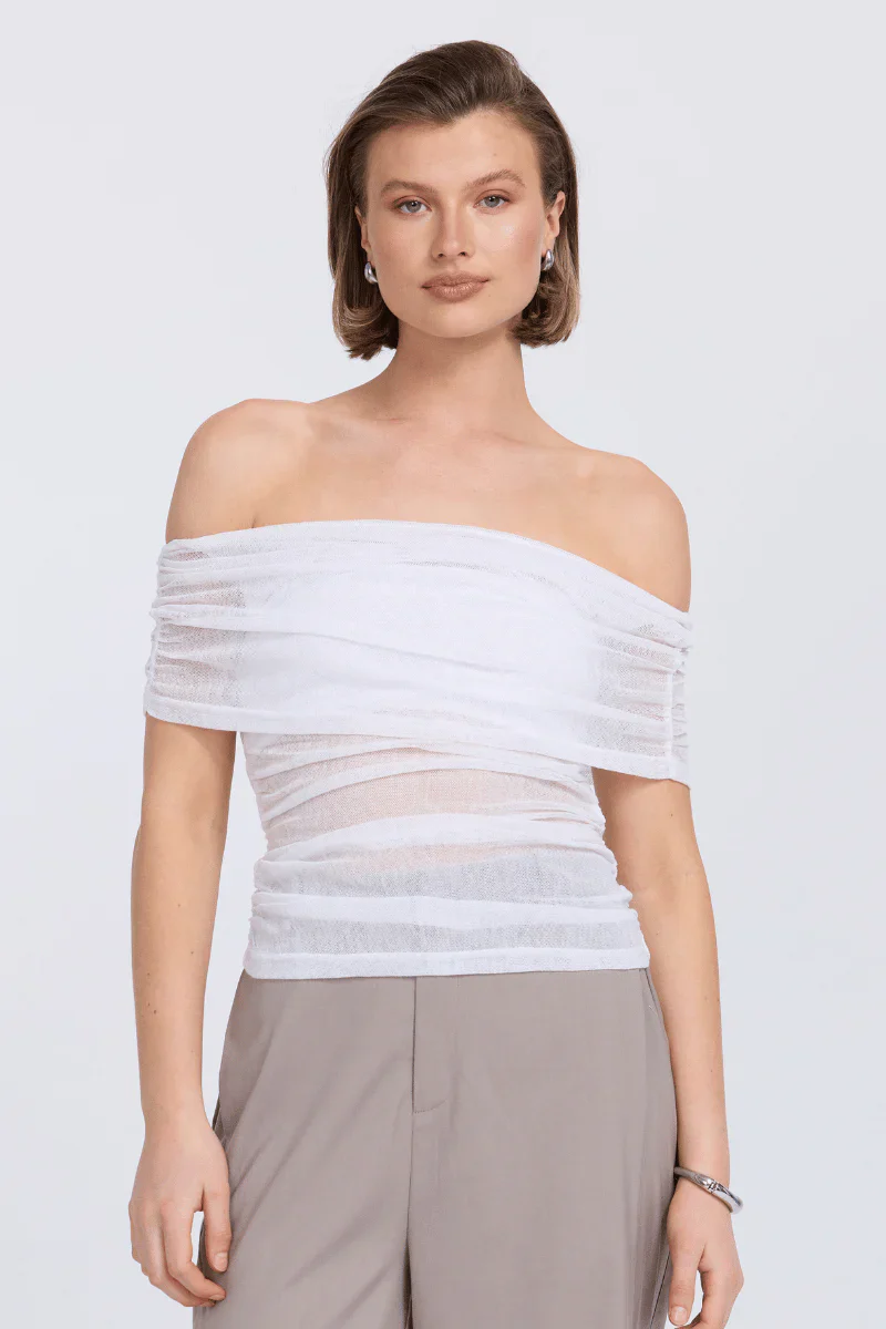 SOVERE / STUDIO - RISE MESH SLEEVELESS TOP (CHALK)