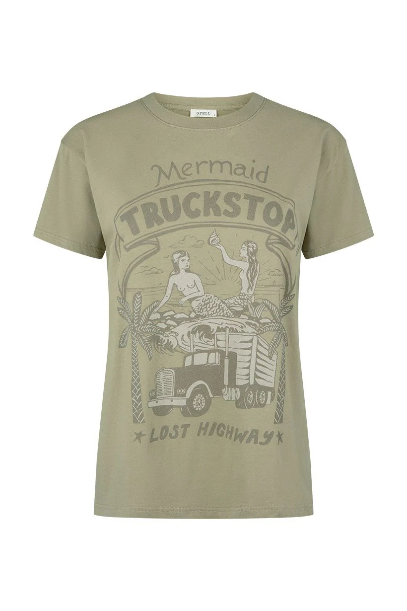 SPELL - MERMAID TRUCKSTOP BIKER TEE (KHAKI) - Image 5