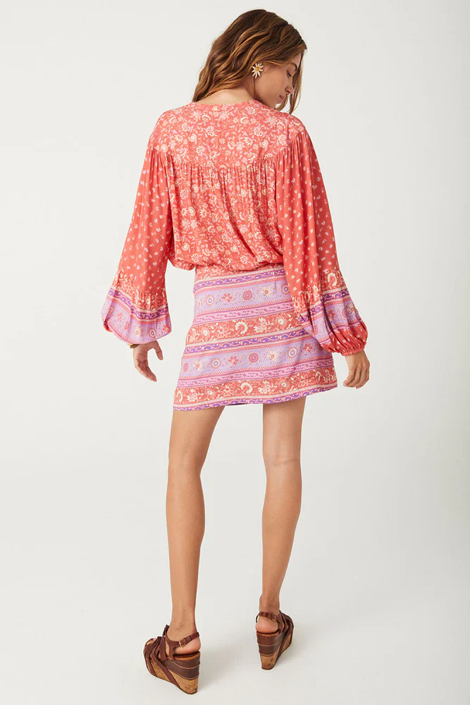 SPELL AND THE GYPSY COLLECTIVE - SUNSHINE BANDIT WRAP MINI SKIRT (CAYENNE) - Image 4