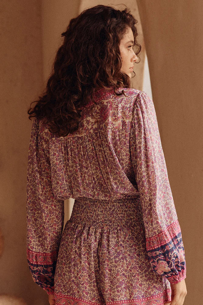 SPELL - LITTLE BIRD LACE UP BLOUSE (BERRY) - Image 4