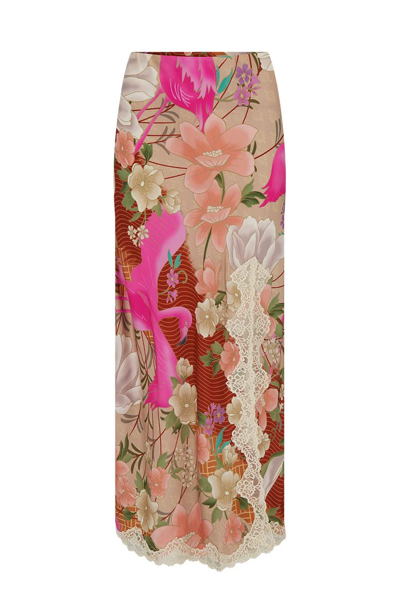 SPELL - FLORIDIAN LACE BIAS SKIRT (CORAL) - Image 9