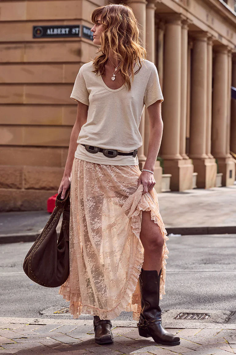 SPELL - LABYRINTH LACE MAXI SKIRT (PEACH BLISS) - Image 2