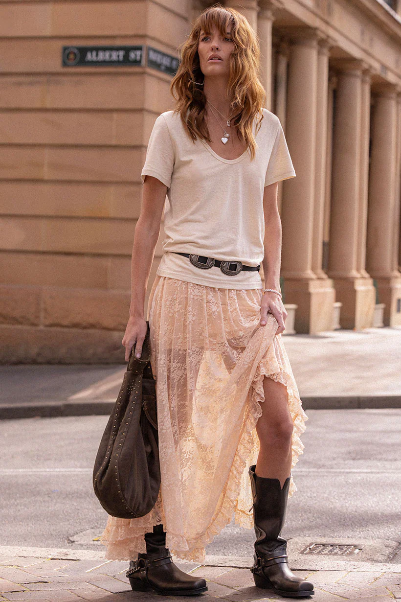 SPELL - LABYRINTH LACE MAXI SKIRT (PEACH BLISS) - Image 5