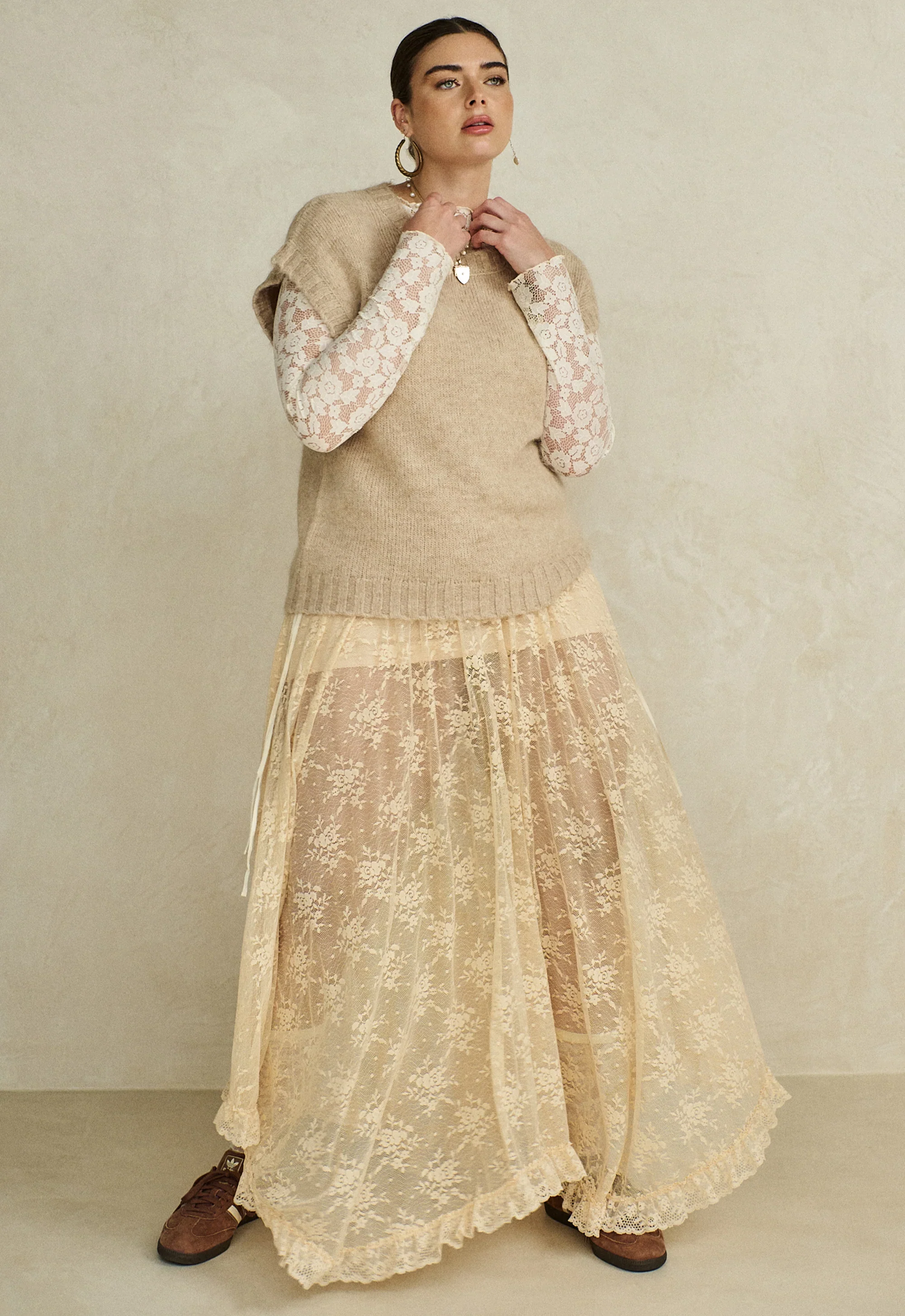 SPELL - LABYRINTH LACE MAXI SKIRT (PEACH BLISS) - Image 6