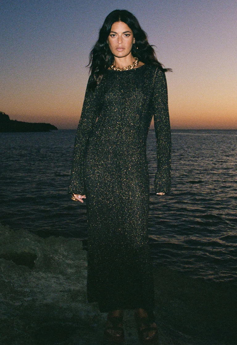 SPELL - THE MOSS KNIT BACKLESS MAXI DRESS (ONYX) - Image 5