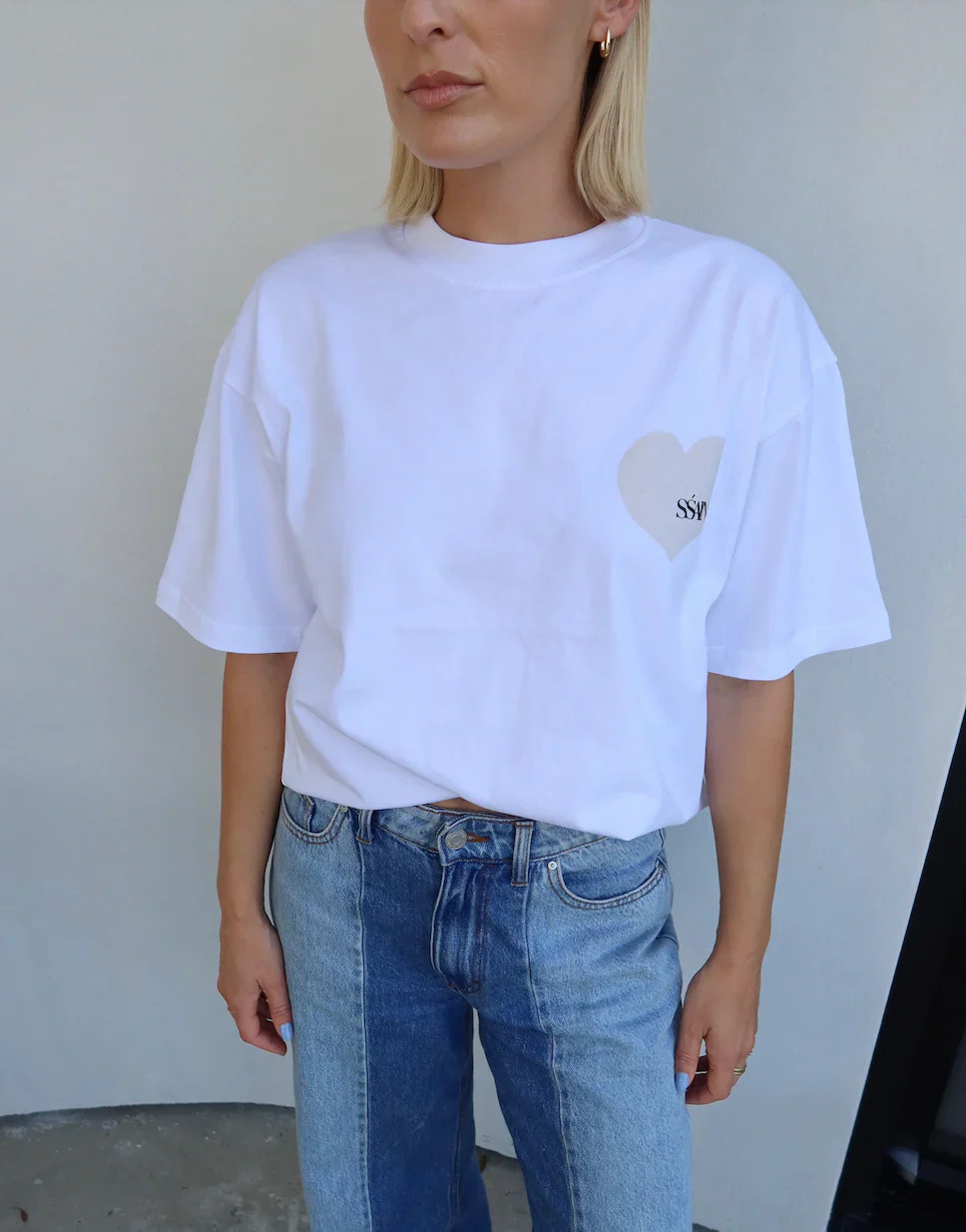 SSAINT - HEART TEE (WHITE & CREAM) - Image 3