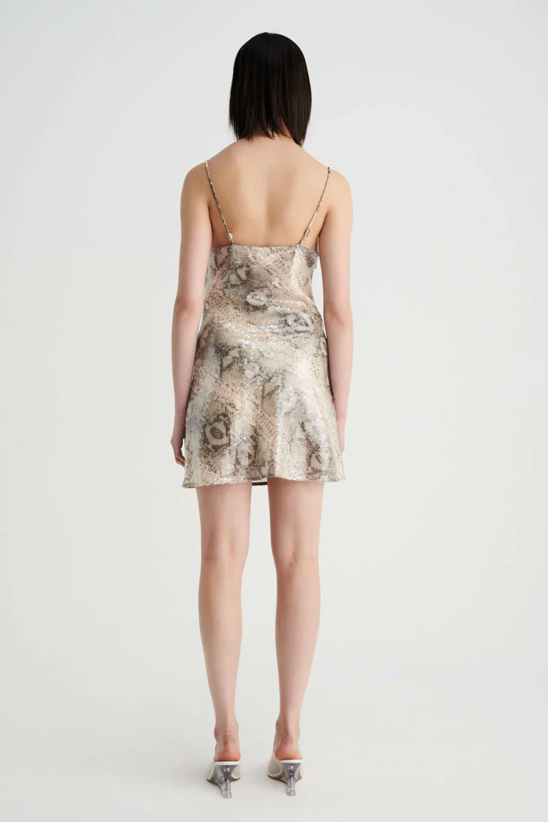 SUBOO - AQUARIUS COWL NECK STRAPPY MINI DRESS (SNAKE) - Image 4