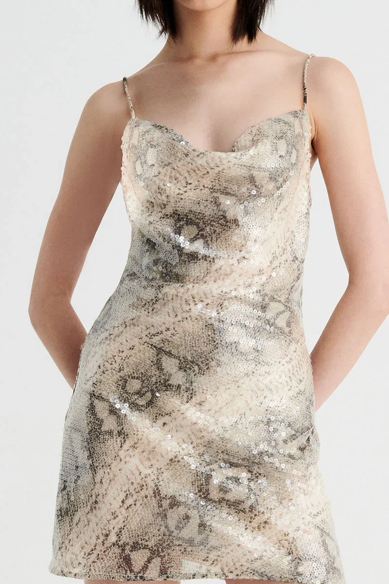 SUBOO - AQUARIUS COWL NECK STRAPPY MINI DRESS (SNAKE) - Image 5