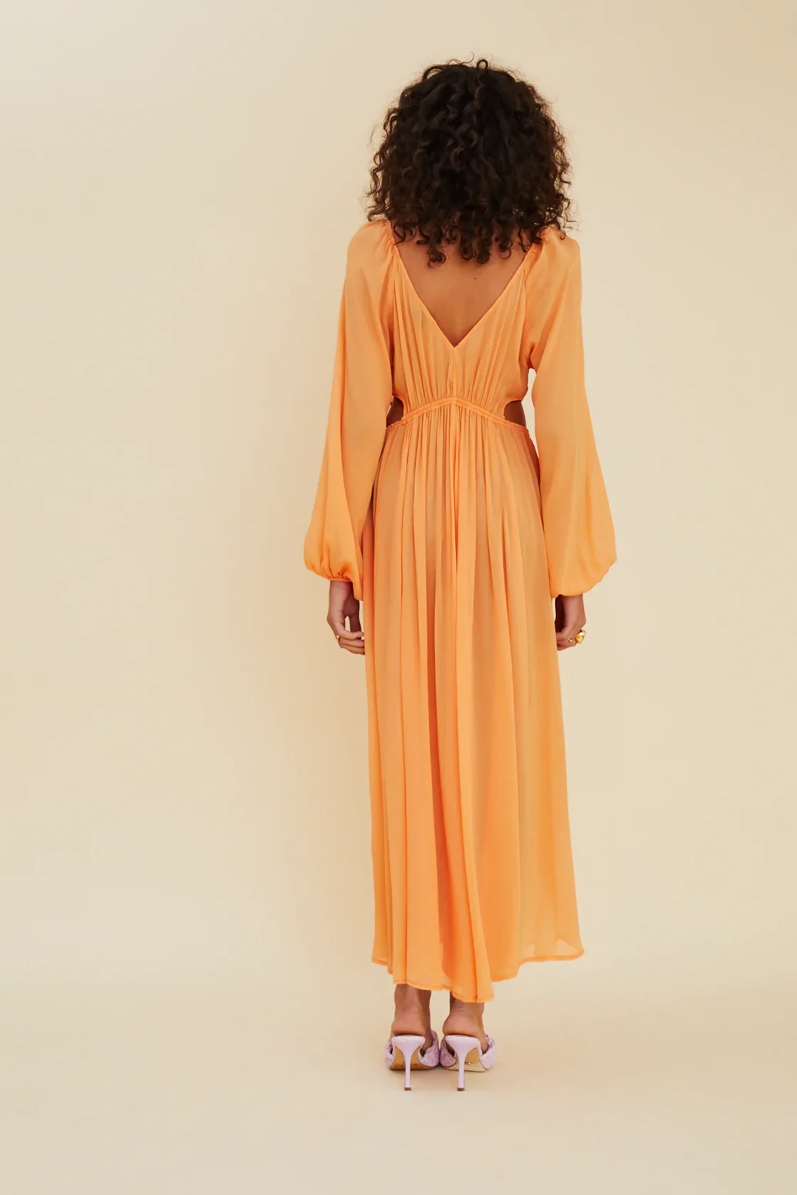 SUBOO - AURA LONG SLEEVE CUT OUT MIDI DRESS (MELON) - Image 3