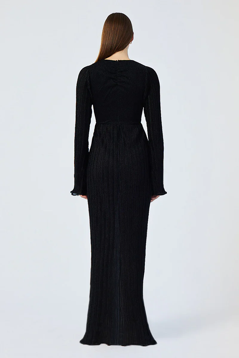 SUBOO - CRYSTAL V NECK MAXI DRESS (BLACK) - Image 2