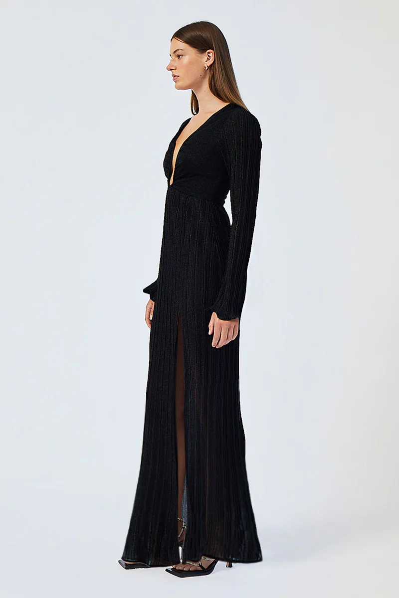 SUBOO - CRYSTAL V NECK MAXI DRESS (BLACK) - Image 4
