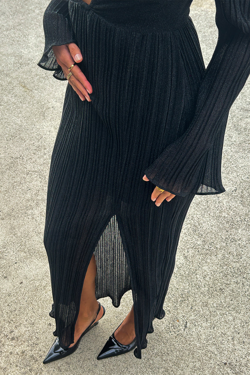 SUBOO - CRYSTAL V NECK MAXI DRESS (BLACK) - Image 7
