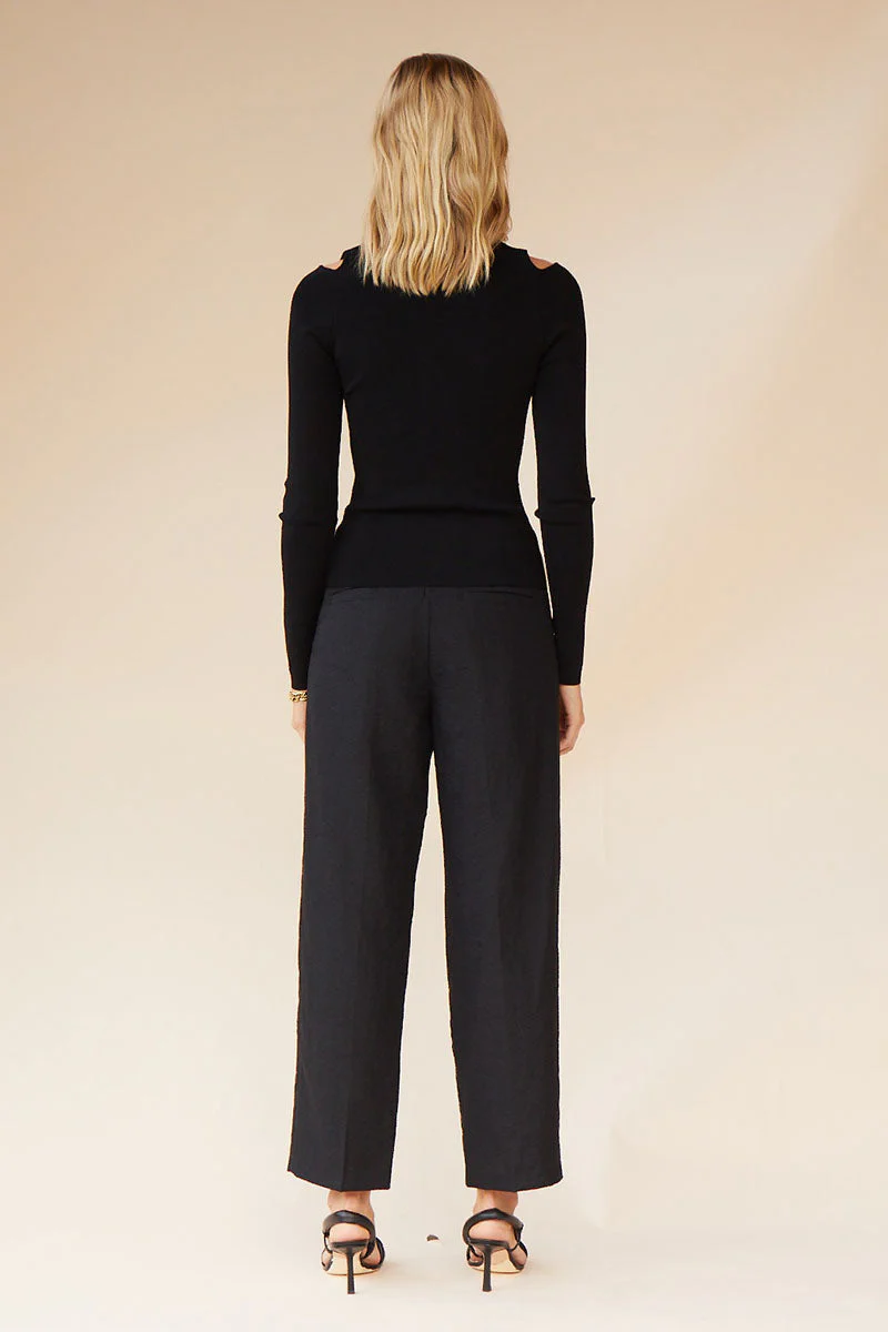 SUBOO - Dylan Long Sleeve Scoop Cut Out Top (Black) - Image 3