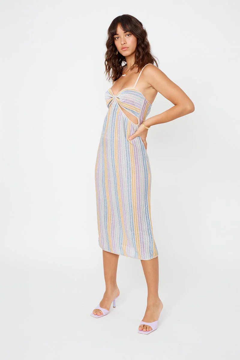 SUBOO - Elise Cut Out Dress(Lilac Stripe Metallic) - Image 3