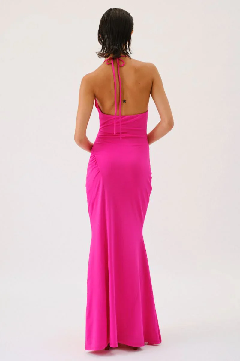 SUBOO - GARNET DEEP COWL NECK MAXI DRESS (PINK) - Image 2