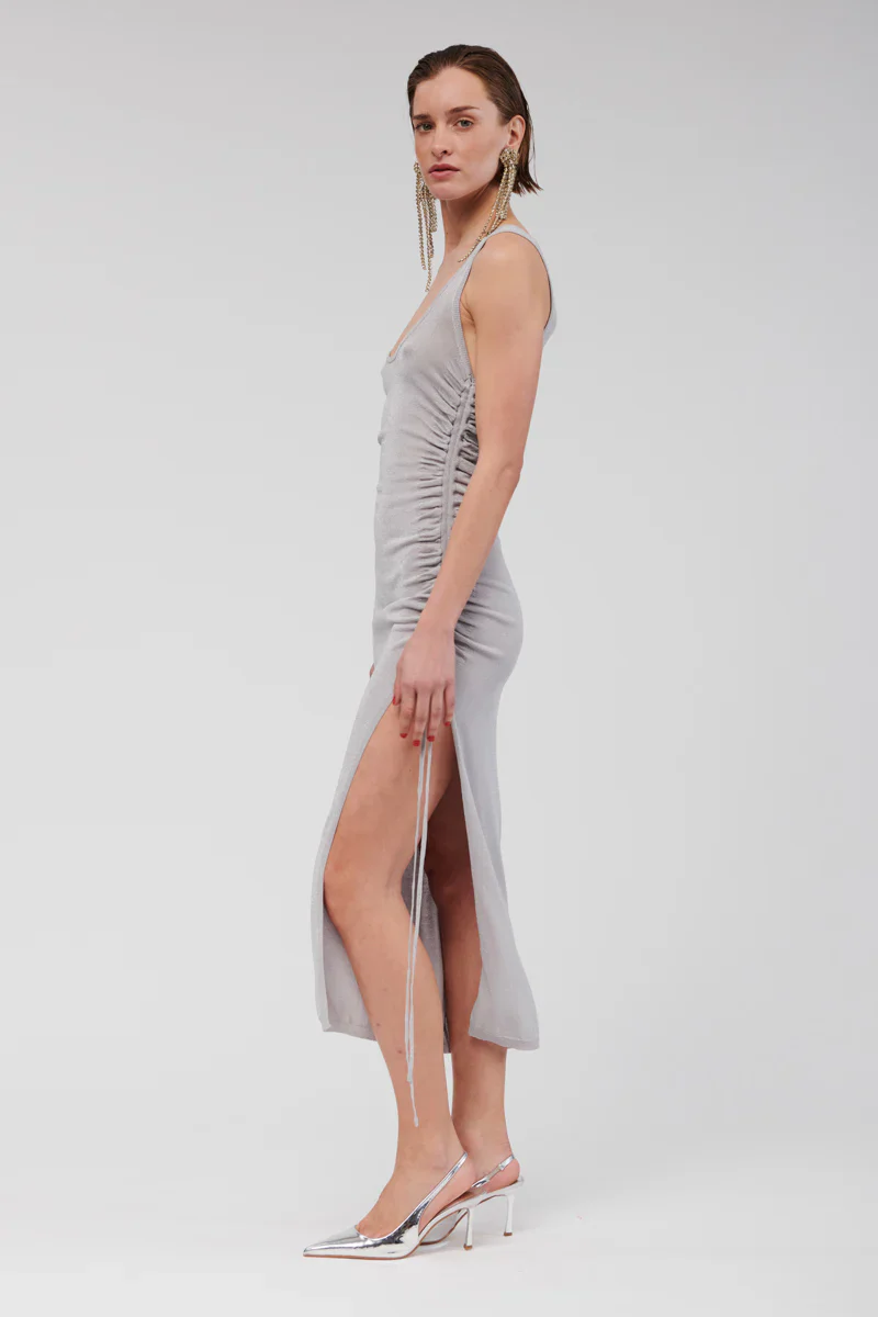 SUBOO - IBIZA SCOOP NECK MAXI DRESS (SILVER) - Image 3