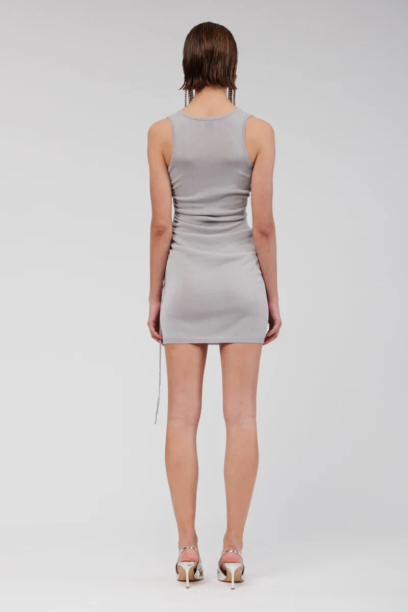 SUBOO - IBIZA SCOOP NECK MINI DRESS (SILVER) - Image 2