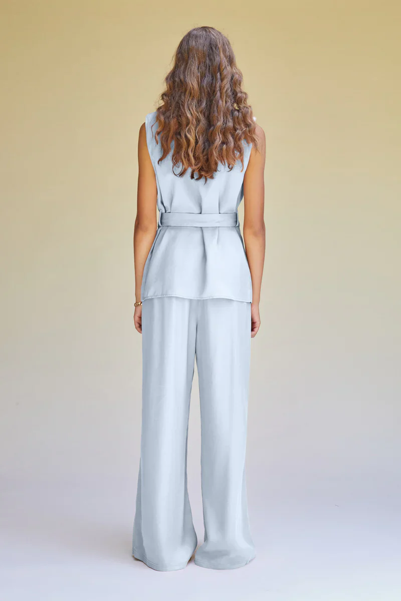 SUBOO - Kari Sleeveless Soft Blazer (Pale Blue) - Image 3