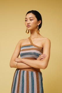 SUBOO - Lolita One Shoulder Top (Metallic Stripe) - Image 3