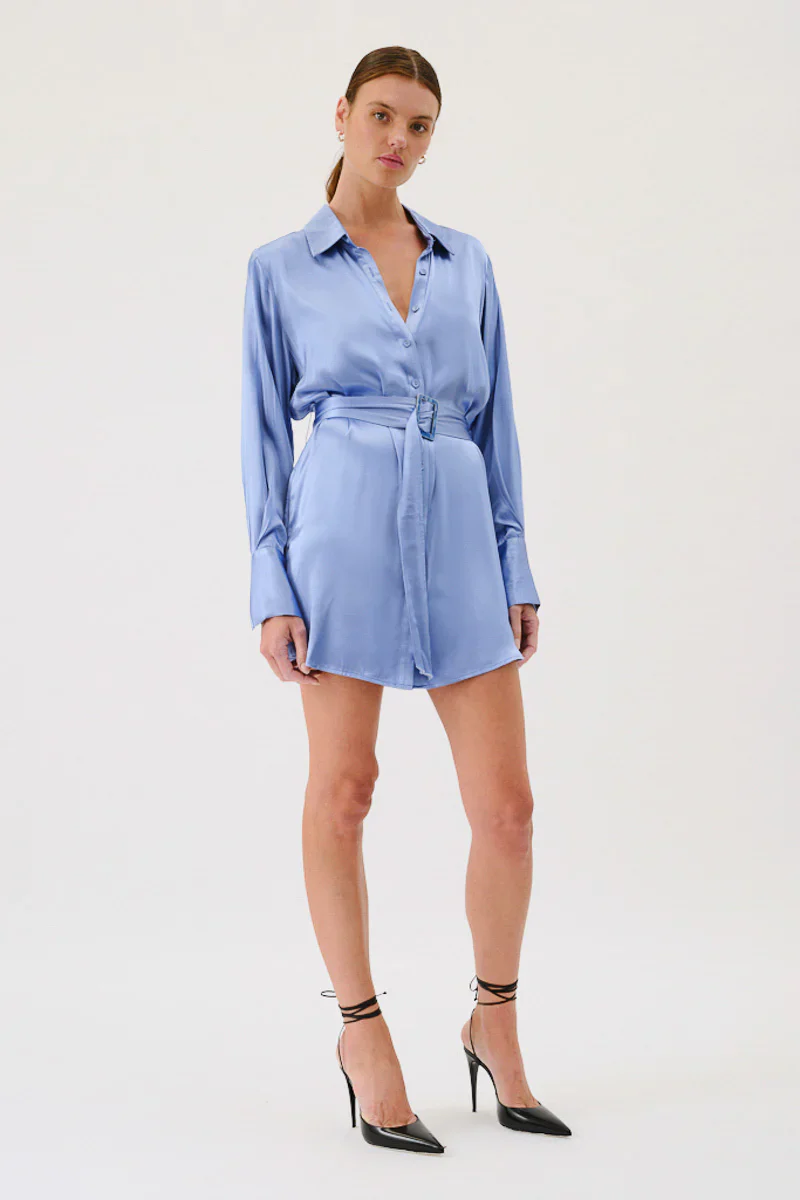 SUBOO - MILLENIA MINI SHIRT DRESS (BLUE) - Image 3