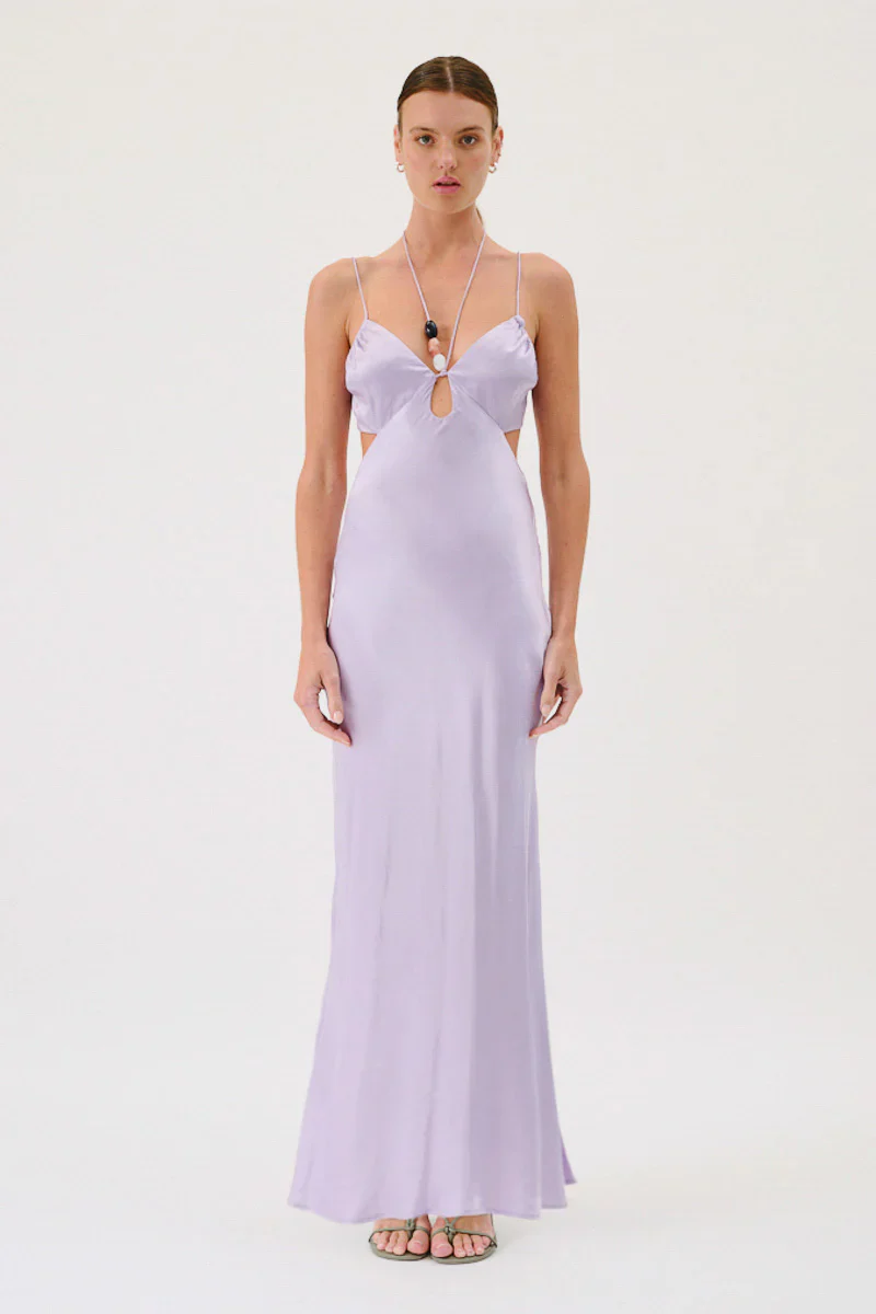 SUBOO - MILLENIA TWIST FRONT HALTER MAXI DRESS (LILAC)