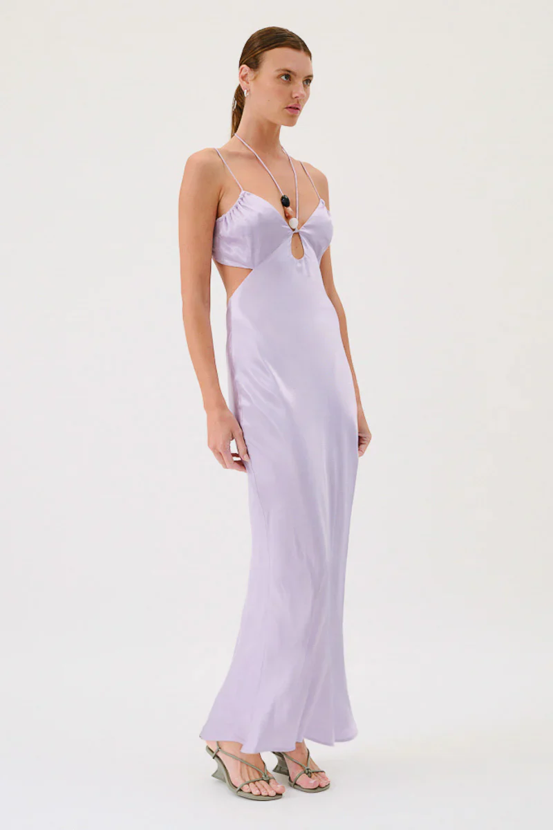 SUBOO - MILLENIA TWIST FRONT HALTER MAXI DRESS (LILAC) - Image 3