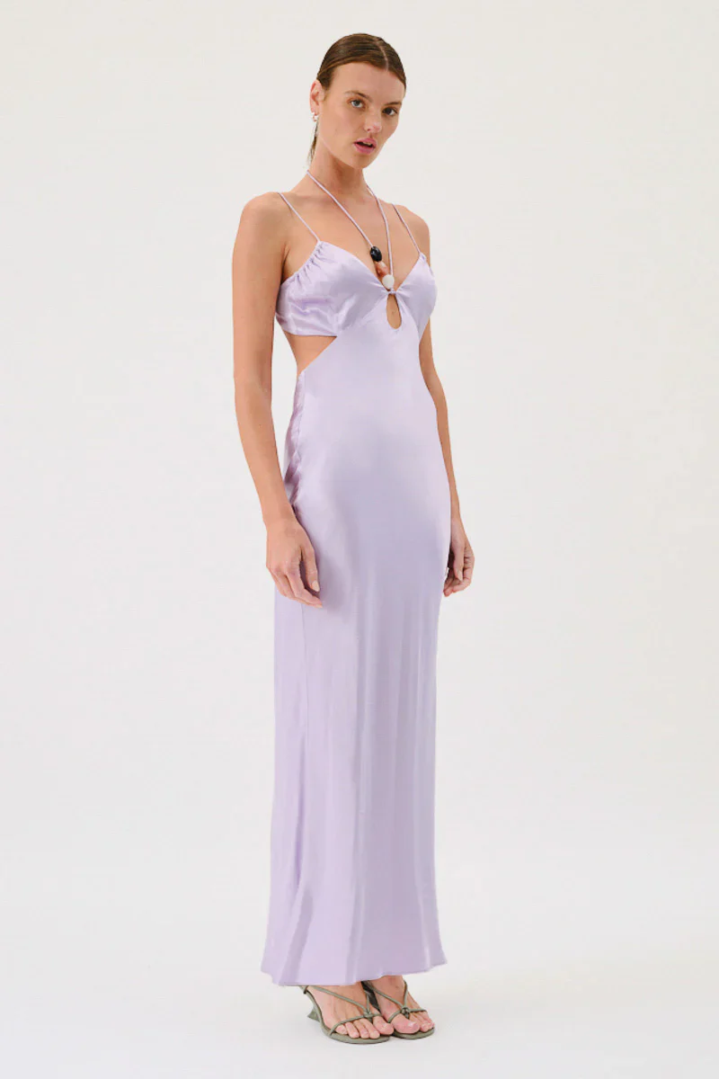SUBOO - MILLENIA TWIST FRONT HALTER MAXI DRESS (LILAC) - Image 4