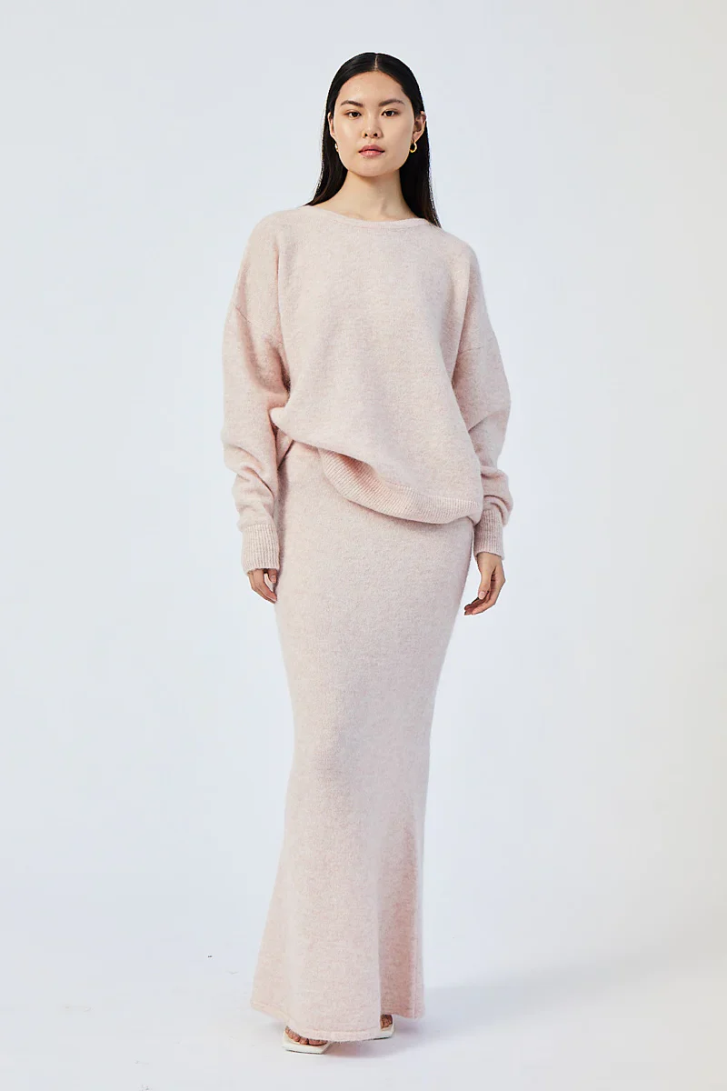 SUBOO - MOLLIE KNIT MAXI SKIRT (LIGHT PINK) - Image 3