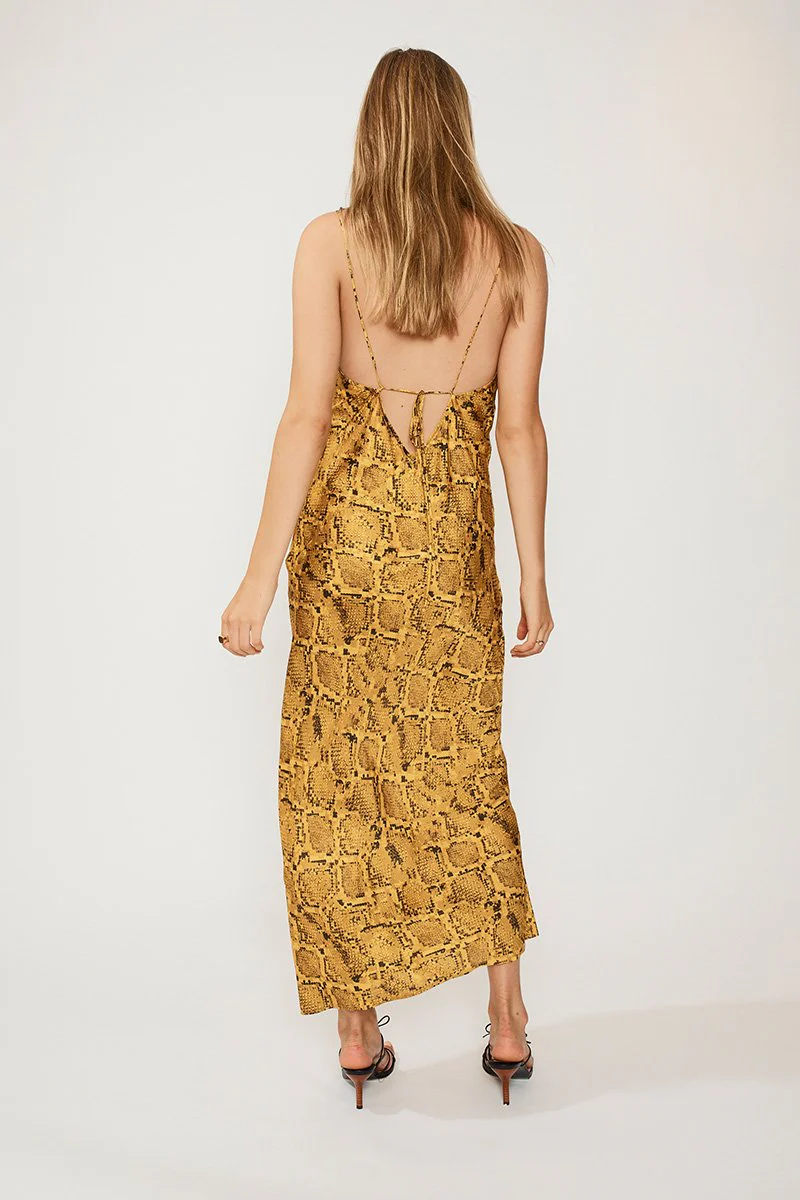 SUBOO - Rae Cowl Neck Slip Dress (Yellow Snake) - Image 5