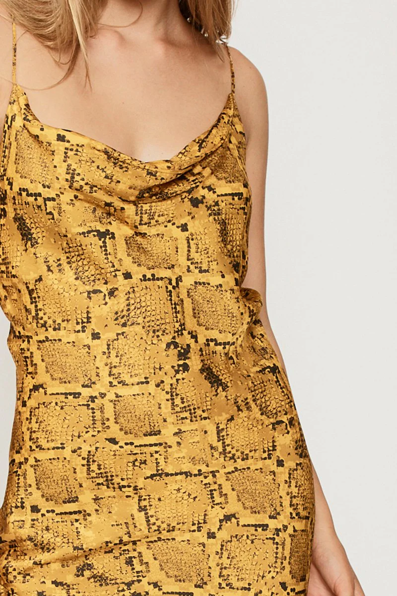 SUBOO - Rae Cowl Neck Slip Dress (Yellow Snake) - Image 6