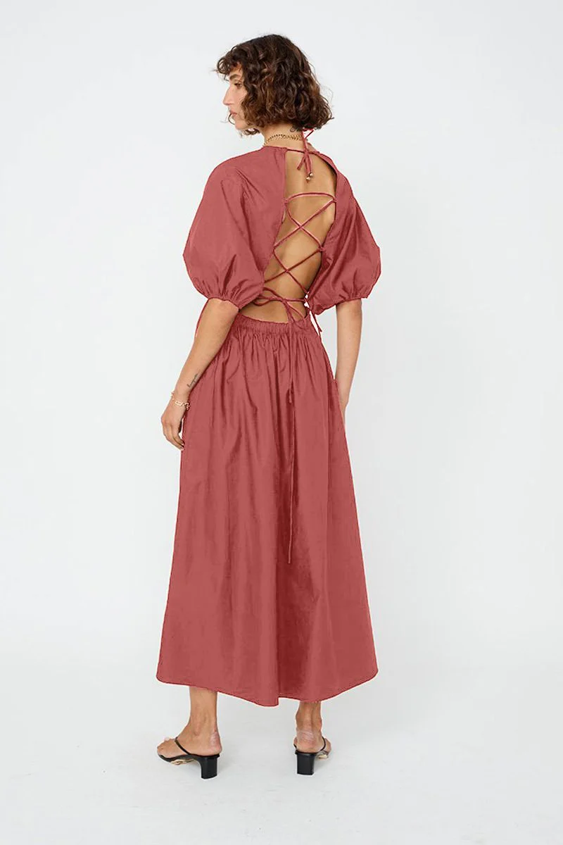 SUBOO - Rossana Backless Dress (Wine)