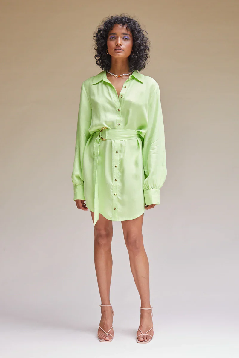 SUBOO - Sky Mini Shirt Dress (Lime)