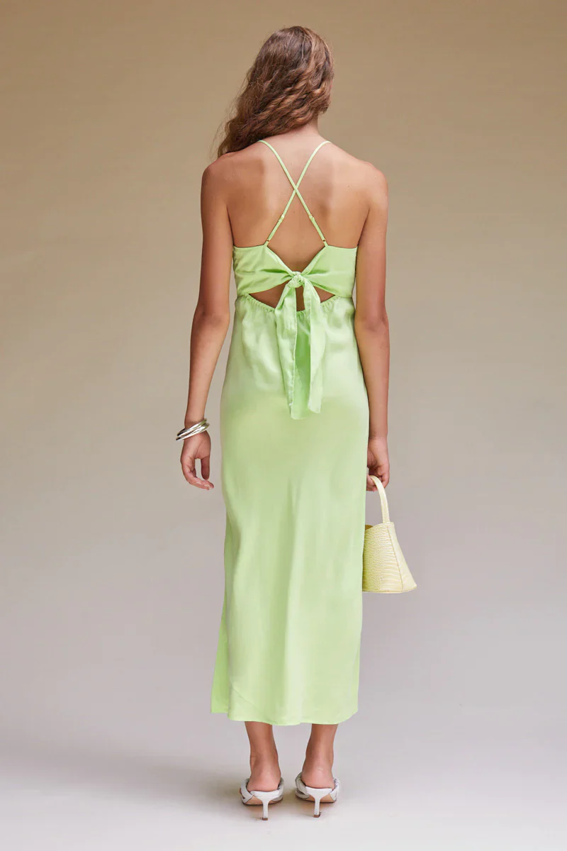 SUBOO - Sky Tie Back Slip Dress (Lime) - Image 2