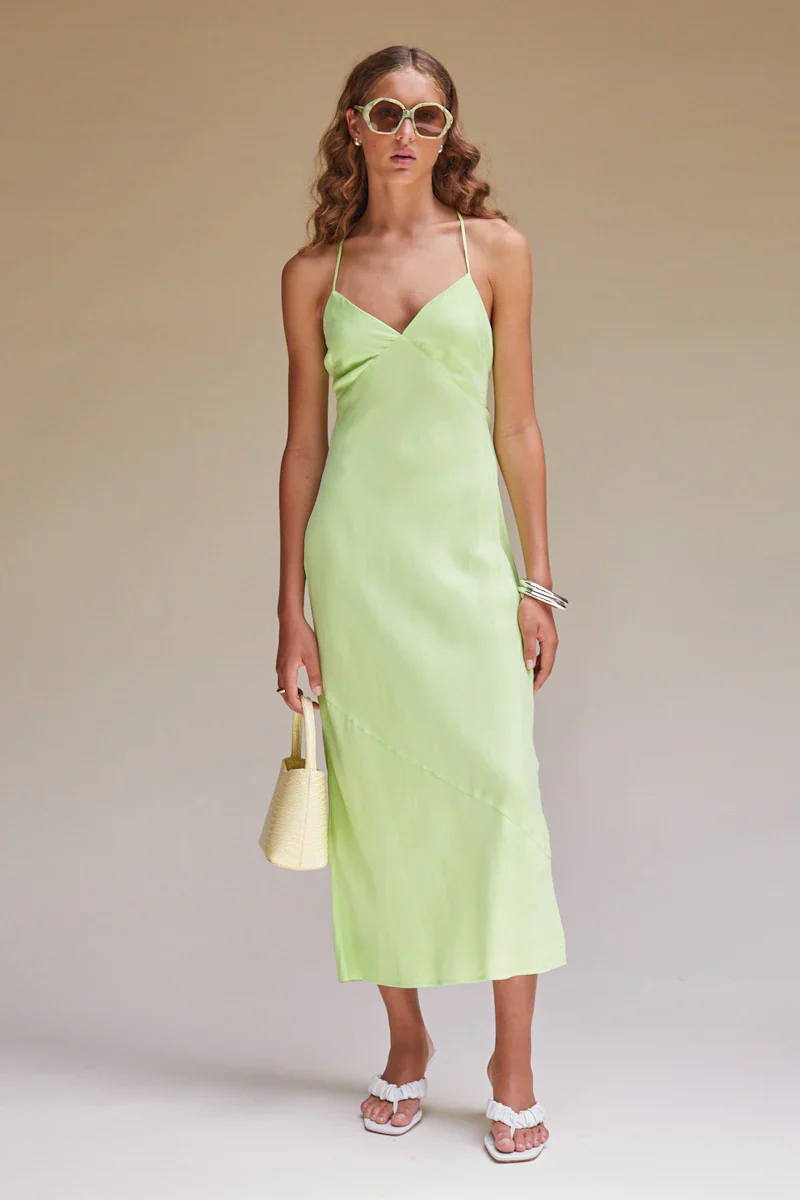 SUBOO - Sky Tie Back Slip Dress (Lime) - Image 3