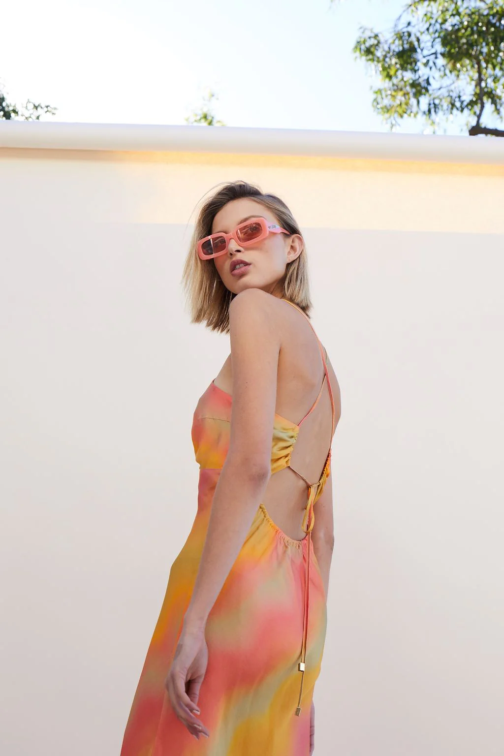 SUBOO - Sundown Twist Front Slip Dress (Sunset Ombre) - Image 2