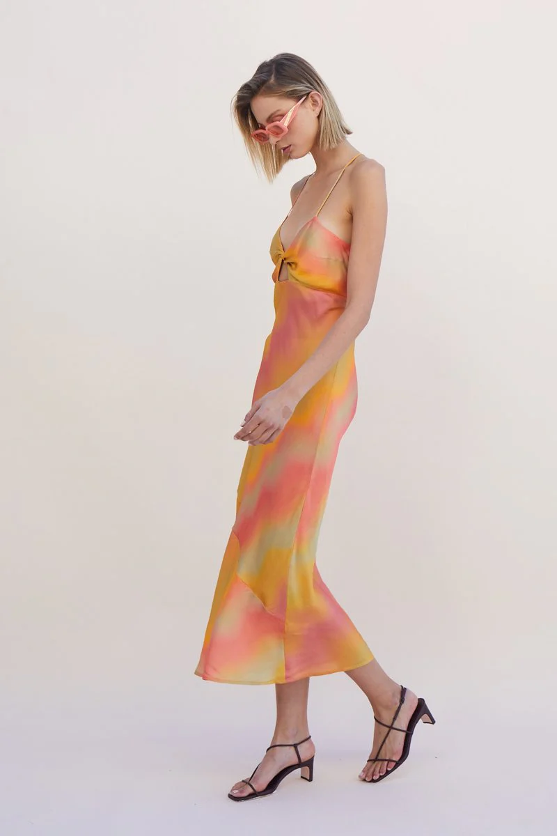 SUBOO - Sundown Twist Front Slip Dress (Sunset Ombre) - Image 4