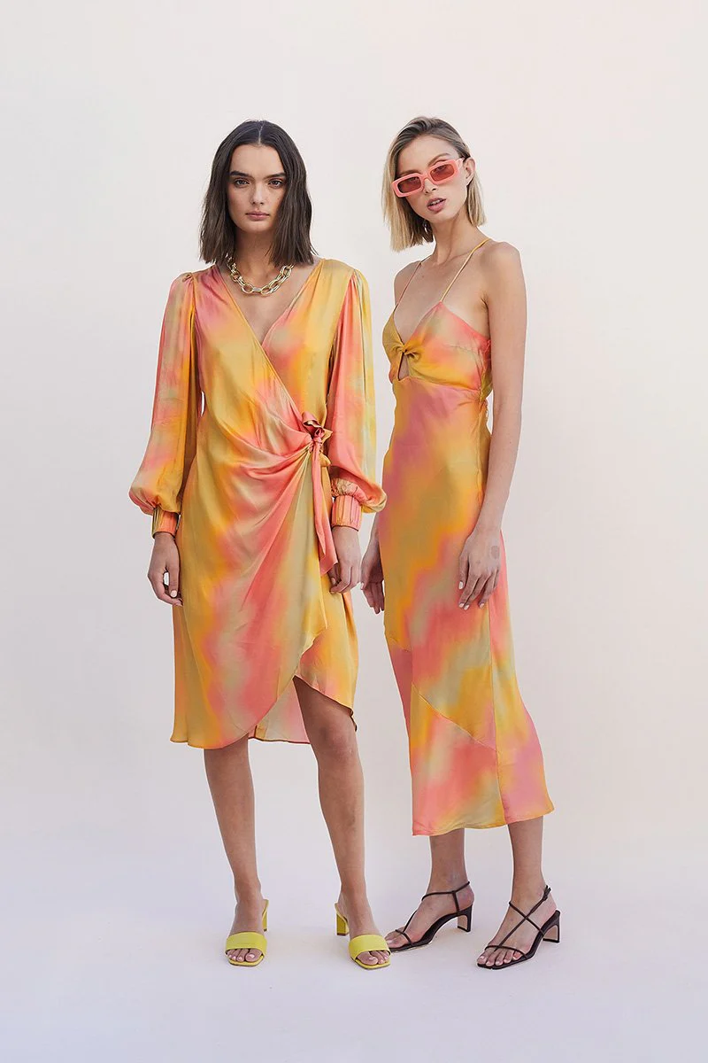 SUBOO - Sundown Twist Front Slip Dress (Sunset Ombre) - Image 5
