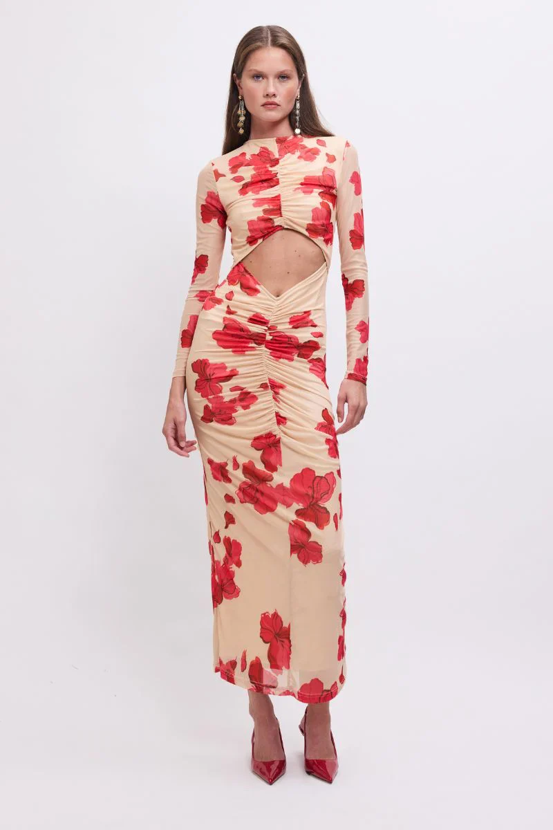 SUBOO - SUZIE FLORAL LONG SLEEVE REVERSIBLE MAXI DRESS