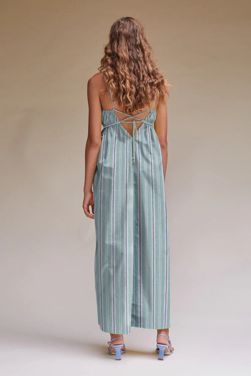 SUBOO - Tali Strappy Maxi Dress (Green Stripe) FINAL SALE - Image 2