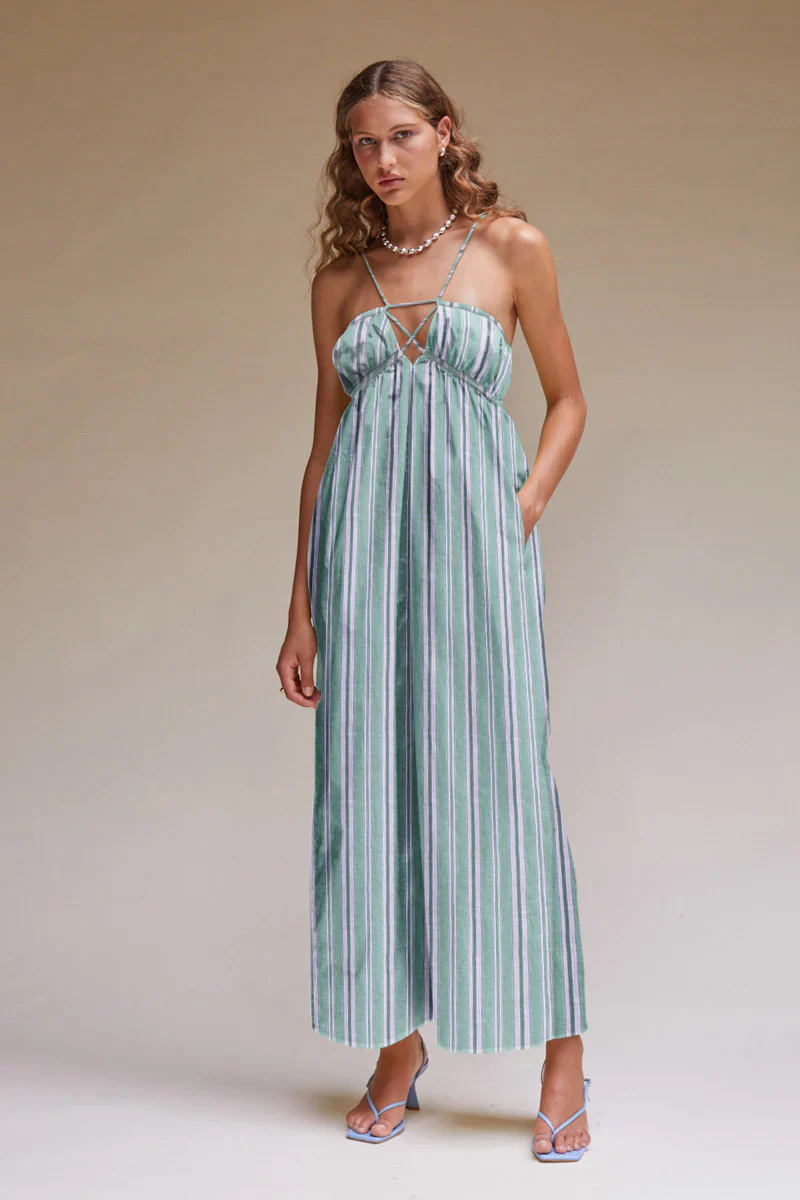 SUBOO - Tali Strappy Maxi Dress (Green Stripe) FINAL SALE - Image 4