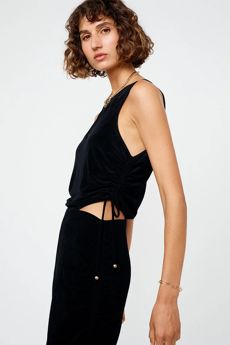 SUBOO - The Liz Rouched Midi Tank Dress (Black) - Image 4