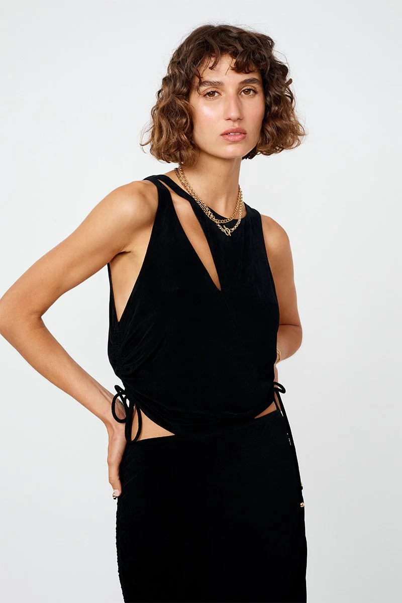 SUBOO - The Liz Rouched Midi Tank Dress (Black) - Image 5